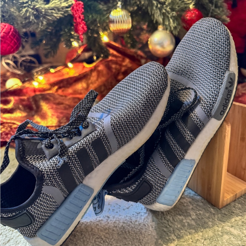 Adidas NMD R1 Silver and Baby Blue Sneakers Limited Edition